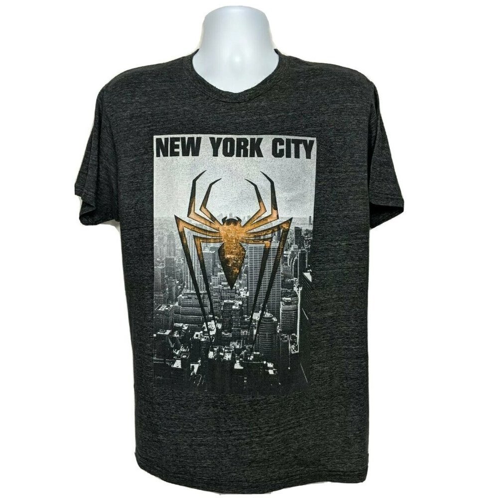 Marvel Spiderman Logo T-Shirt NYC Skyscrapers Large